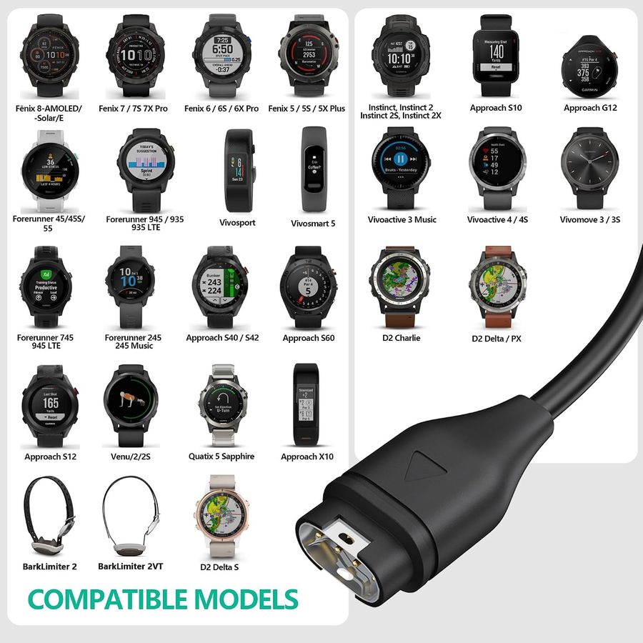 AWINNER Garmin Watch Charging Cable, 2-Pack, view 2