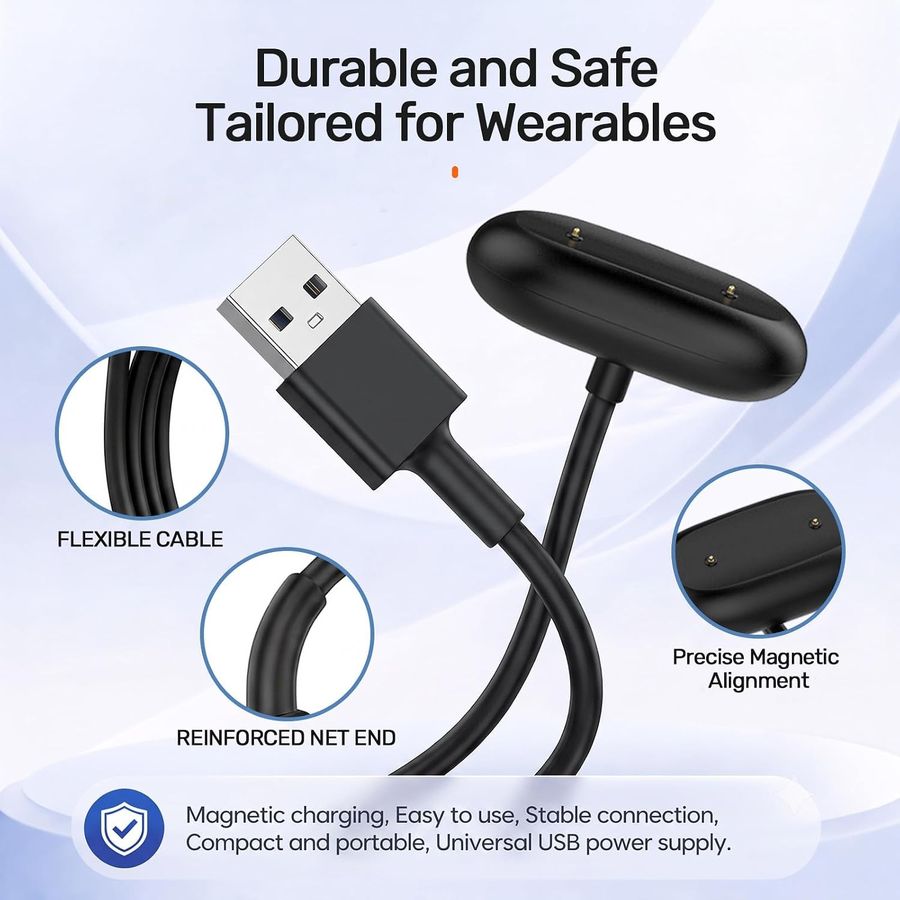 AWINNER Google Fitbit Air Charger, 2-Pack, Black USB-A, view 4