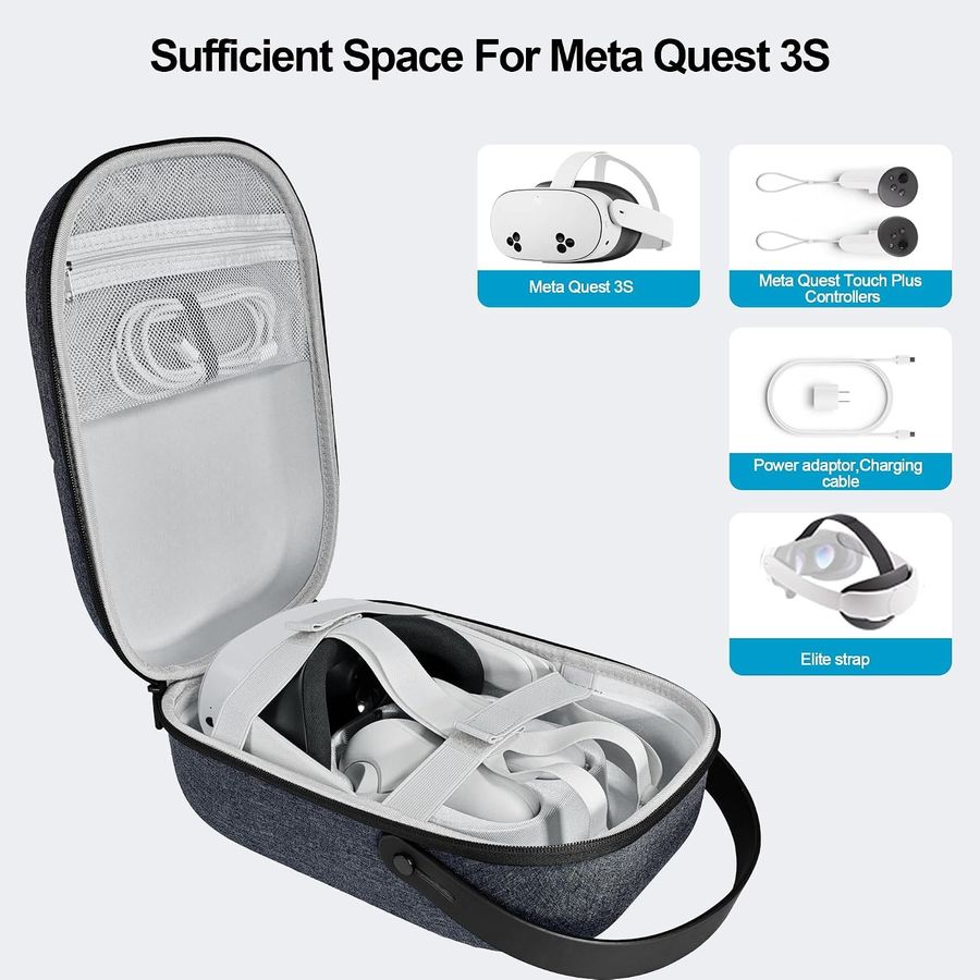 AWINNER Hard Carrying Case for Meta Quest 3S, Black, view 2