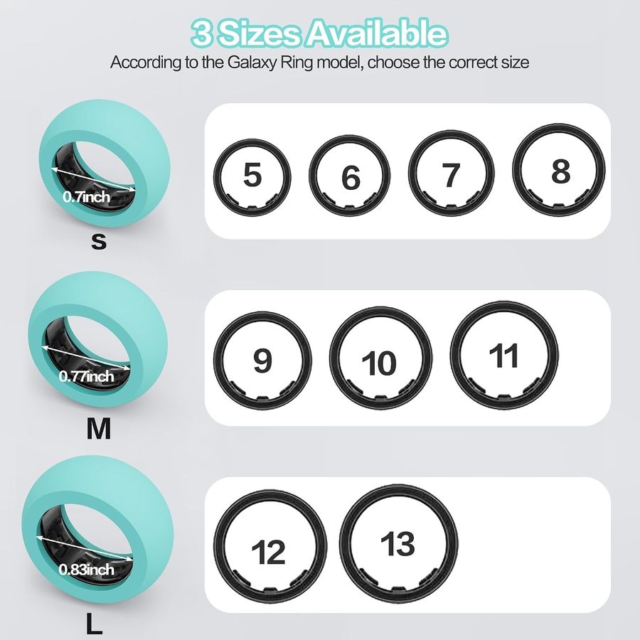 AWINNER Silicone Covers for Samsung Galaxy Ring, Medium, 6-Pack, view 2