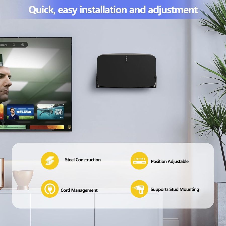 AWINNER Wall Mount Bracket for Sonos Five, Black, view 4