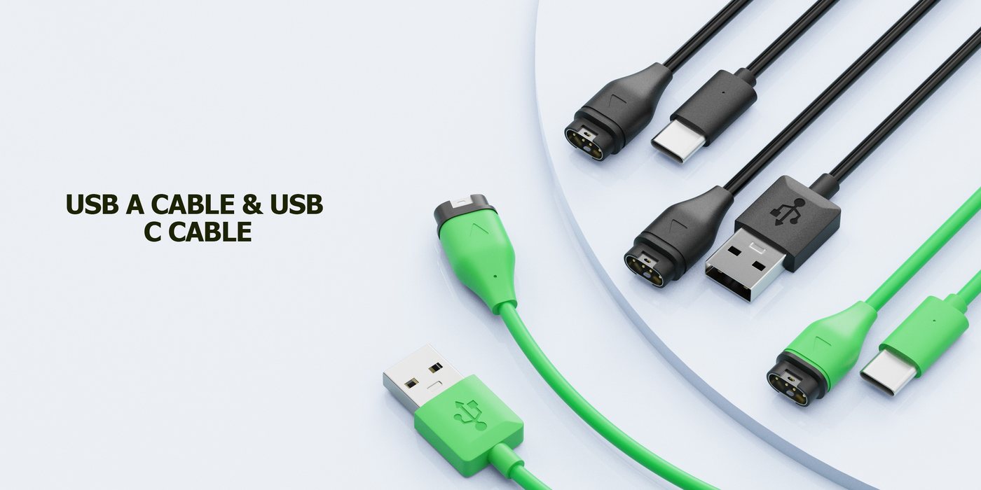 AWINNER Garmin cables with USB-A and USB-C plugs